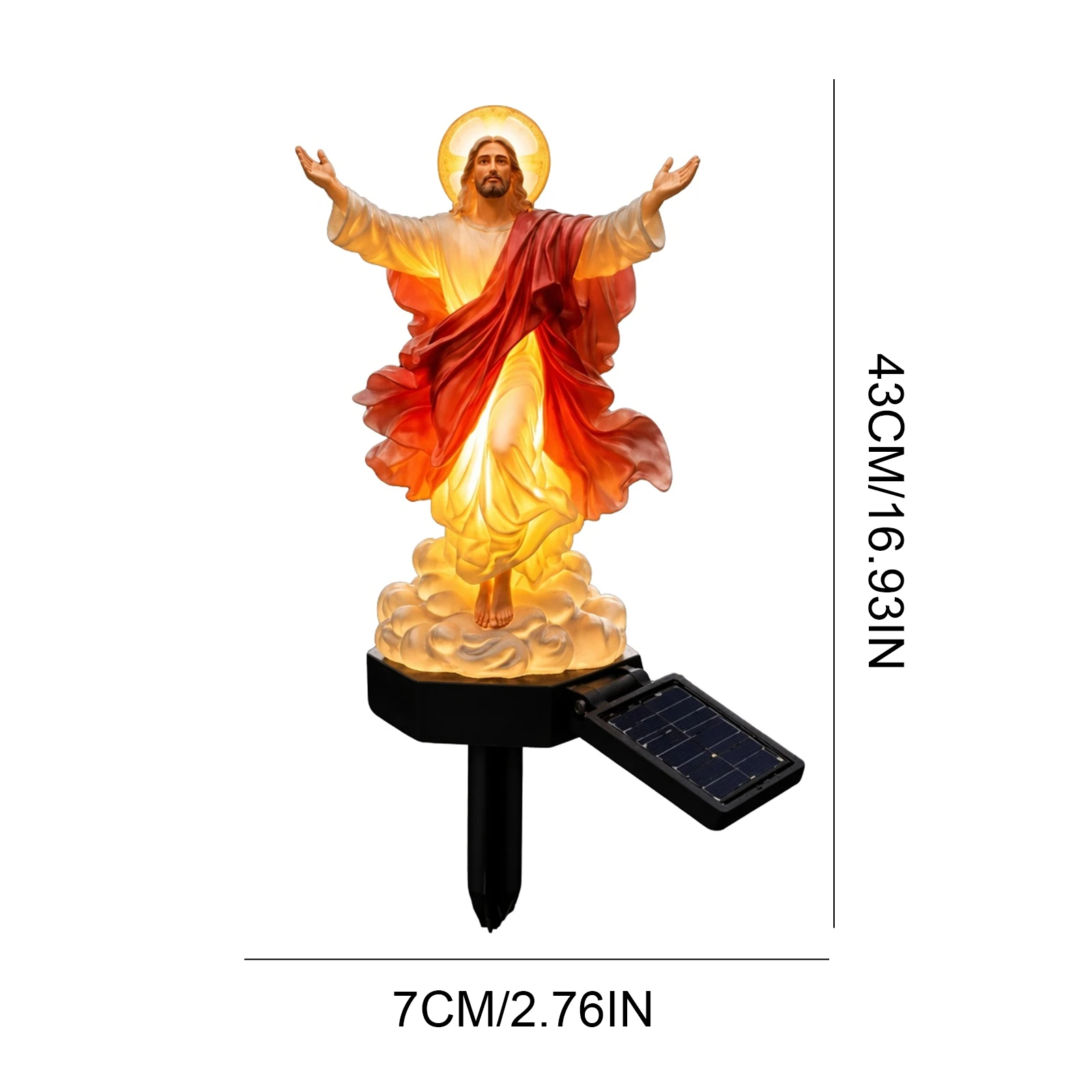 Solar-Powered Lighted Jesus Figurine with Glowing Night Lamp & Versatile Blessed Father Figure for Garden Patio Lawn Decoration view 6