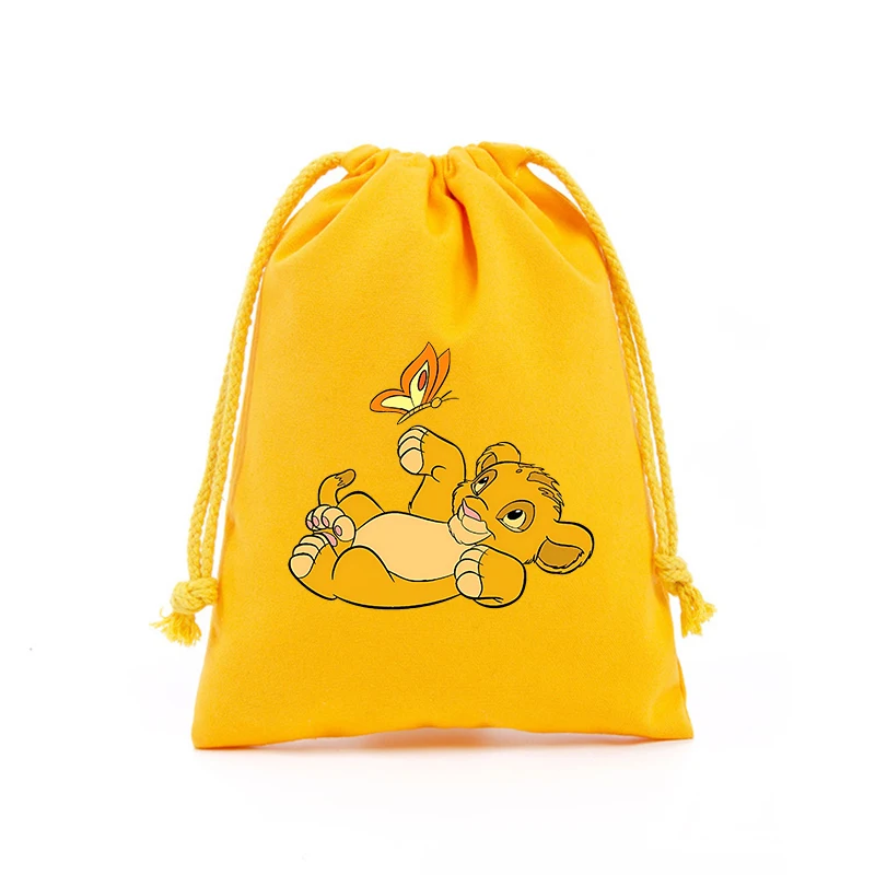 Mufasa Lion King borsa con coulisse film Cartoon Print Sport Boy Girl children\'s Kid Portable Birthday Party Hand Pocket Gift Pouch