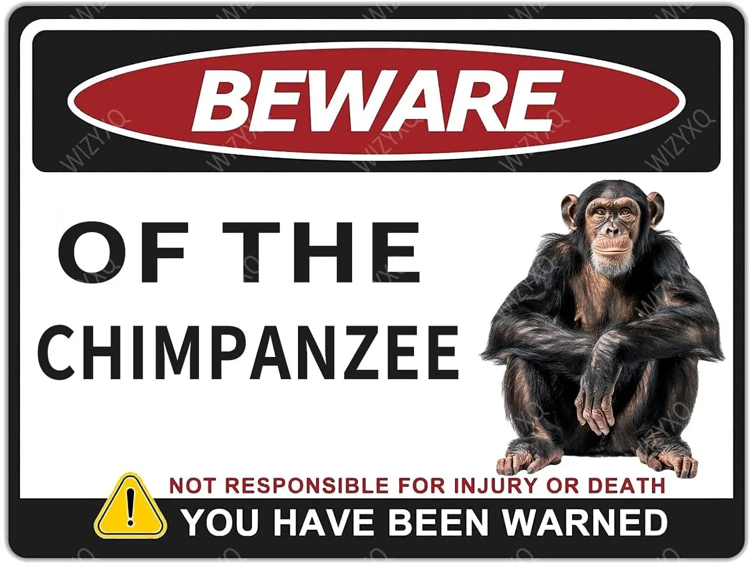 Metal Signs Beware Of The Chimpanzee Sign Vintage Aluminum Tin Sign for Yard And Outside Garden Wall Decor 12x8 Inch