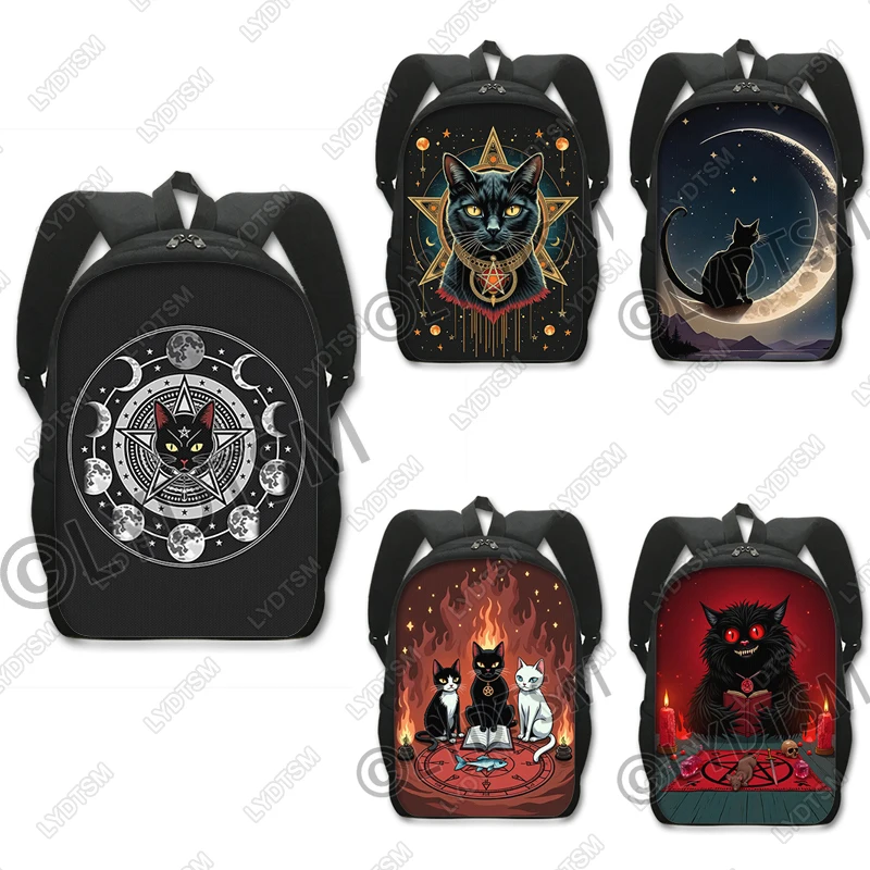 Magic Witchy Black Cat Backpack Witchcraft Moon Phase Pentagram School Bags for Teenager Women Rucksack Bookbag Laptop Backpacks