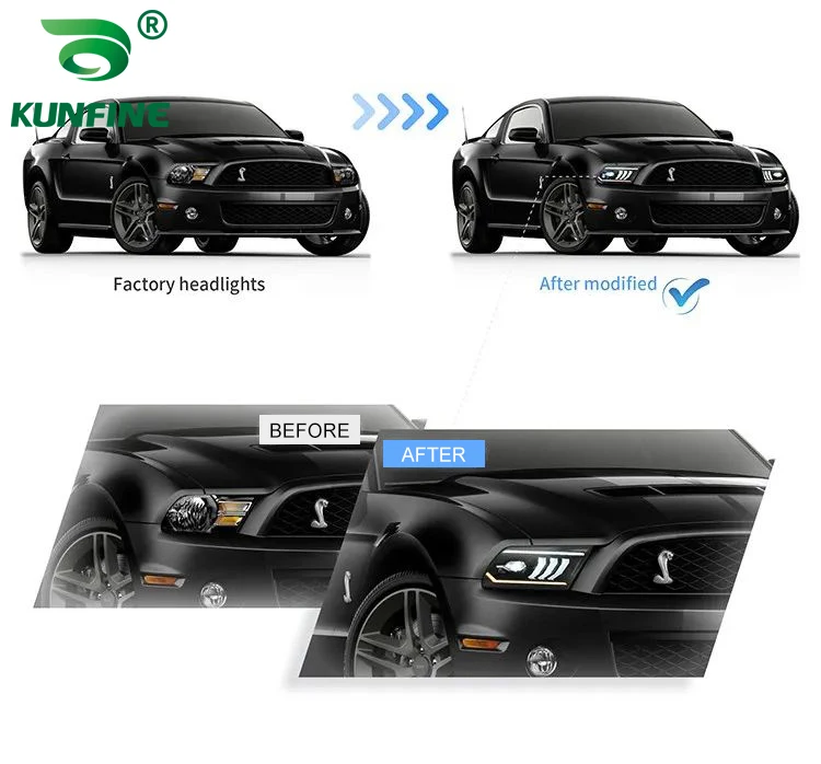 

Pair of Car Styling Car Headlight Assembly For Ford Mustang 2005-2009 LED Head Lamp Car Tuning Light Parts Plug And Play