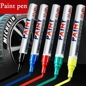 12 Kleuren Waterdichte Auto 'S Wielband Olieachtige Pen Auto Rubber Band Kleurrijke Permanente Verf Pen Graffiti Touch Up Verf Marker
