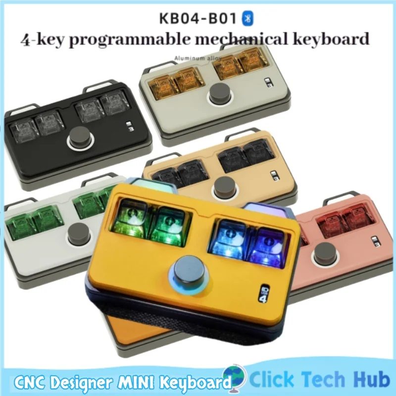 Doio CNC Designer لوحة مفاتيح ميكانيكية صغيرة 4 مفاتيح قابلة للبرمجة Rgb QMK عبر غطاء الكمبيوتر سبائك الألومنيوم مخصصة بلوتوث لاسلكي