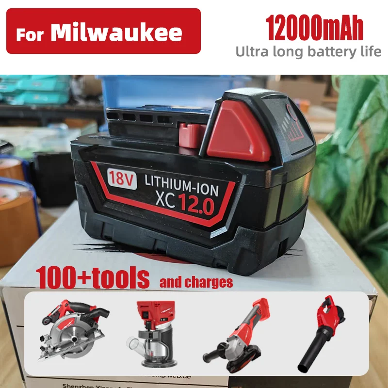 

100% For original Milwaukee M18 Power Tool Battery, Charger, 18V 6000mAh, BR, XC, 18V, M18B5, 48-11-1860, Built-in