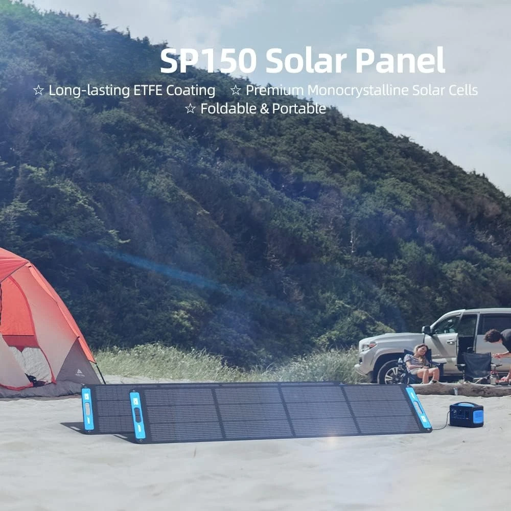 150W Portable Solar Panel for Power Station, Foldable Solar Charger with Adjustable Kickstand, Highly Efficient Panel for