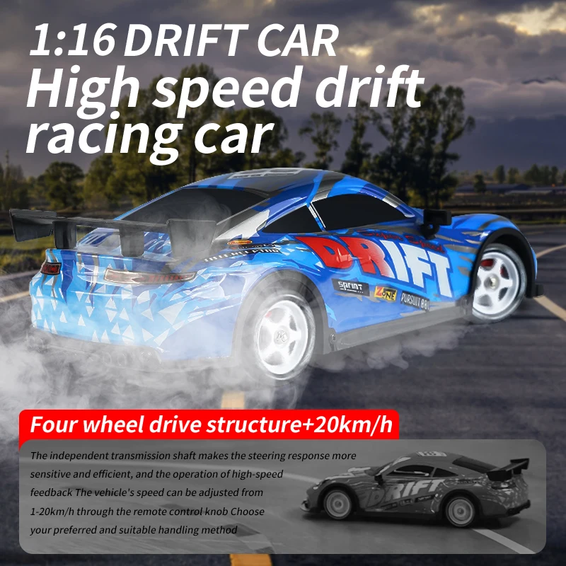 4WD Drift Car RC Auto da corsa ad alta velocità Modello acrobatico Telecomando 1/16, 2.4G Auto telecomandata Giocattolo per bambini Regalo Corsa per adulti