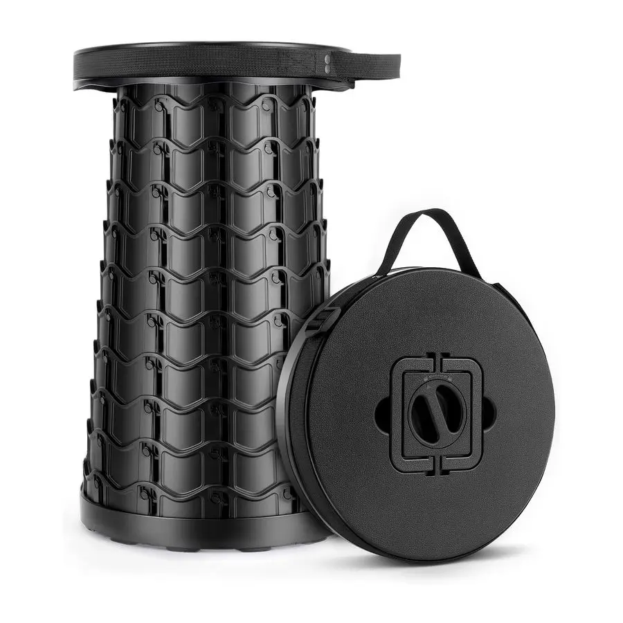 

Heavy Duty Collapsible Stool Wide Seat, Extra Tall amp Height Adjustable Stool Retractable Folding Chair for Camping, Fishing, H