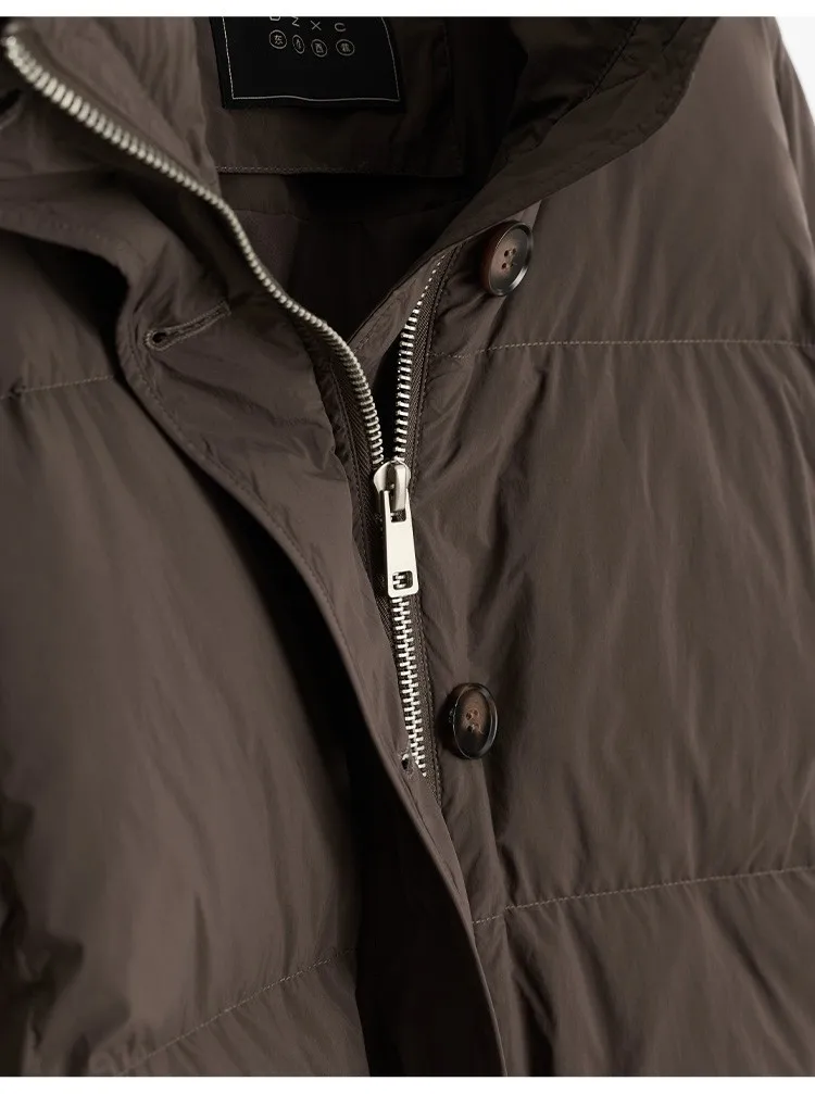 Women's Mid-Length Oversized down Jacket with Stand Collar, Warm Oversized Jacket Filled with White Duck Down, New Winter 2025 Model