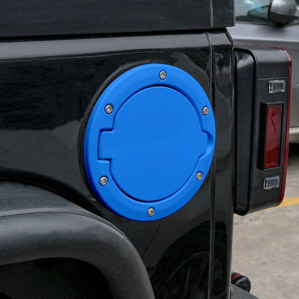Bright Blue Fuel Filler Door Cover, Aluminum Alloy Gas Tank Cap Lid for Jeep Wrangler JK 2007‑2018 Exterior Decoration Modificat - view 2