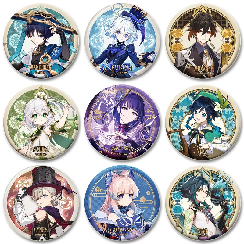 Game Genshin Impact Badge Kazuha Venti Xiao Klee Kokomi Ganyu Hutao Cute Brooch Pins Cosplay Accessories for Backpack Hat Gifts