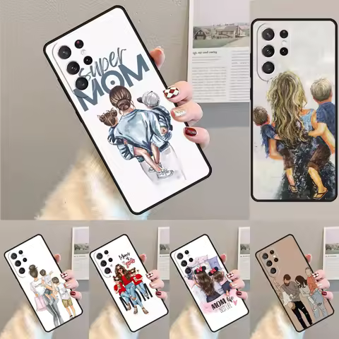Cover For Samsung Galaxy S24 S25 Ultra S21 S22 Note 10 20 lite Plus FE S23 Super Dad Mom Baby Girl Twin Phone case Coque
