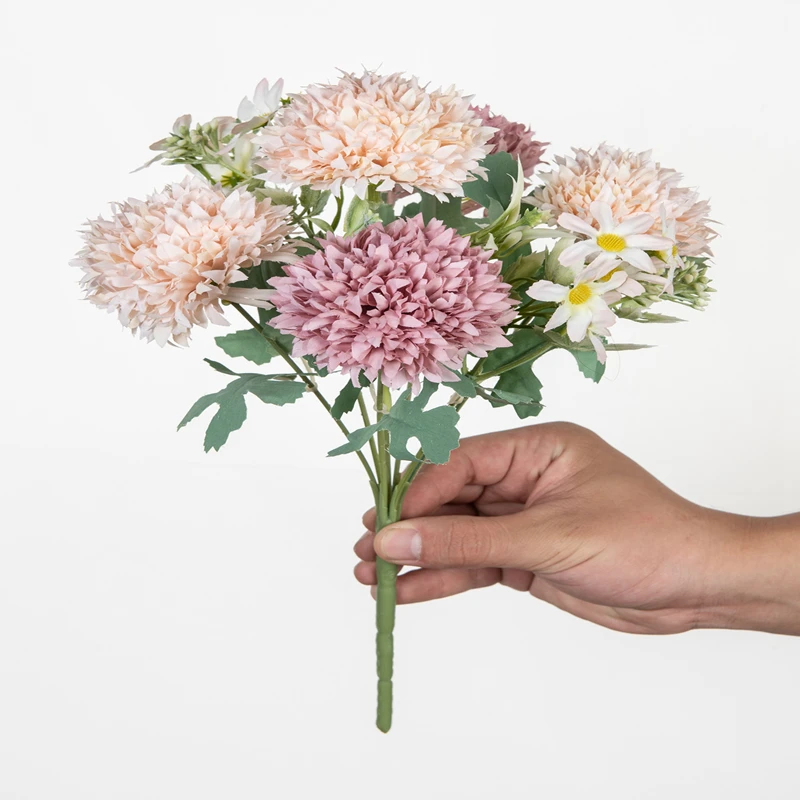 الزهور الاصطناعية الحرير أقحوان لباقة الزفاف العروس المنزل السنة الجديدة اكسسوارات الديكور زهرية النباتات ترتيب #5