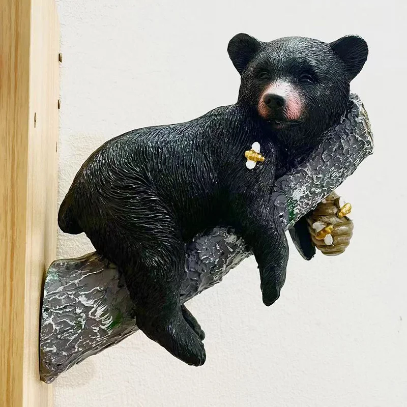 Schwarzbären-Welpen, Heimdekoration, Garten-Ast-Tierdekoration, Kunstharz-Handwerksornament, Outdoor-Garten-Baumstamm Schwarzbär – Detail 9