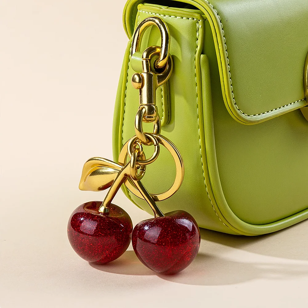 Trendy Red Cherry Pendant Keychain for Women Cute Bag Decorations Multifunctional Jewelry Car Key Accessories Charm Keyring Gift