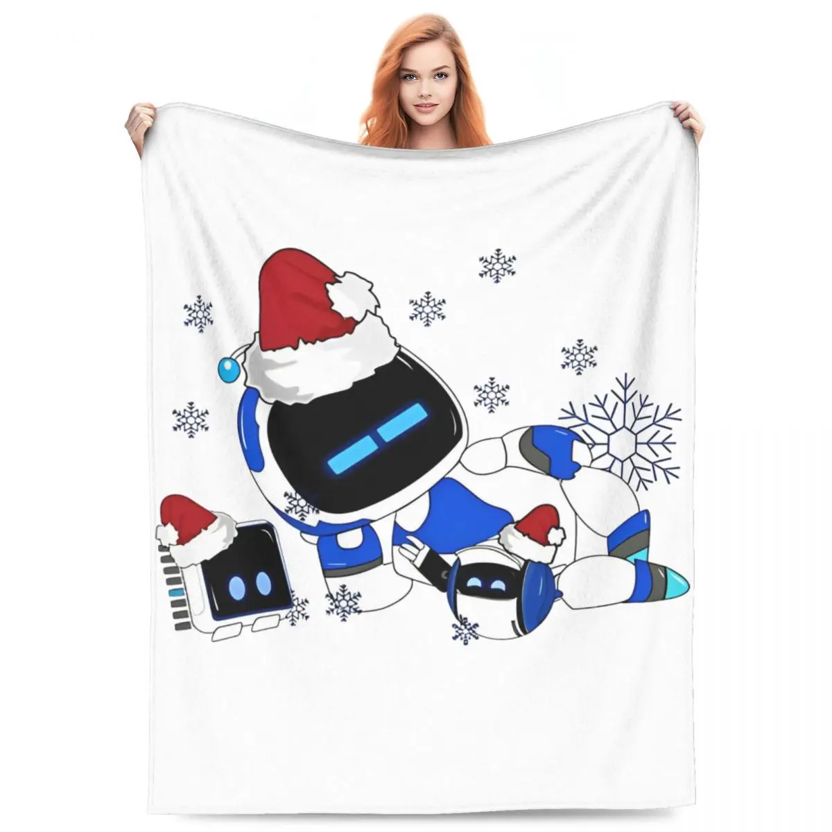 A-Astro Bot For Christmas Soft Warm Blanket Picnic Plush Throw Blanket Street Trend Bedroom Flannel Bedspread Sofa Bed Cover