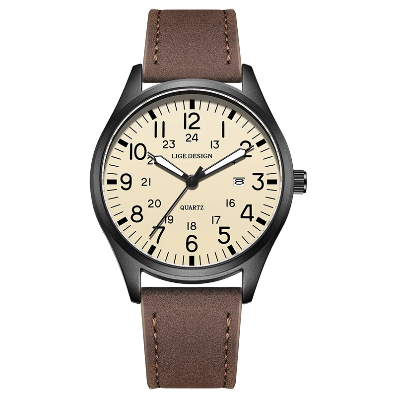LIGE Top Marke Luxus Männer Quarzuhr Datum Nylon Leder Wasserdicht Leucht Militär Sport Uhren Für Männer relogios masculino 9