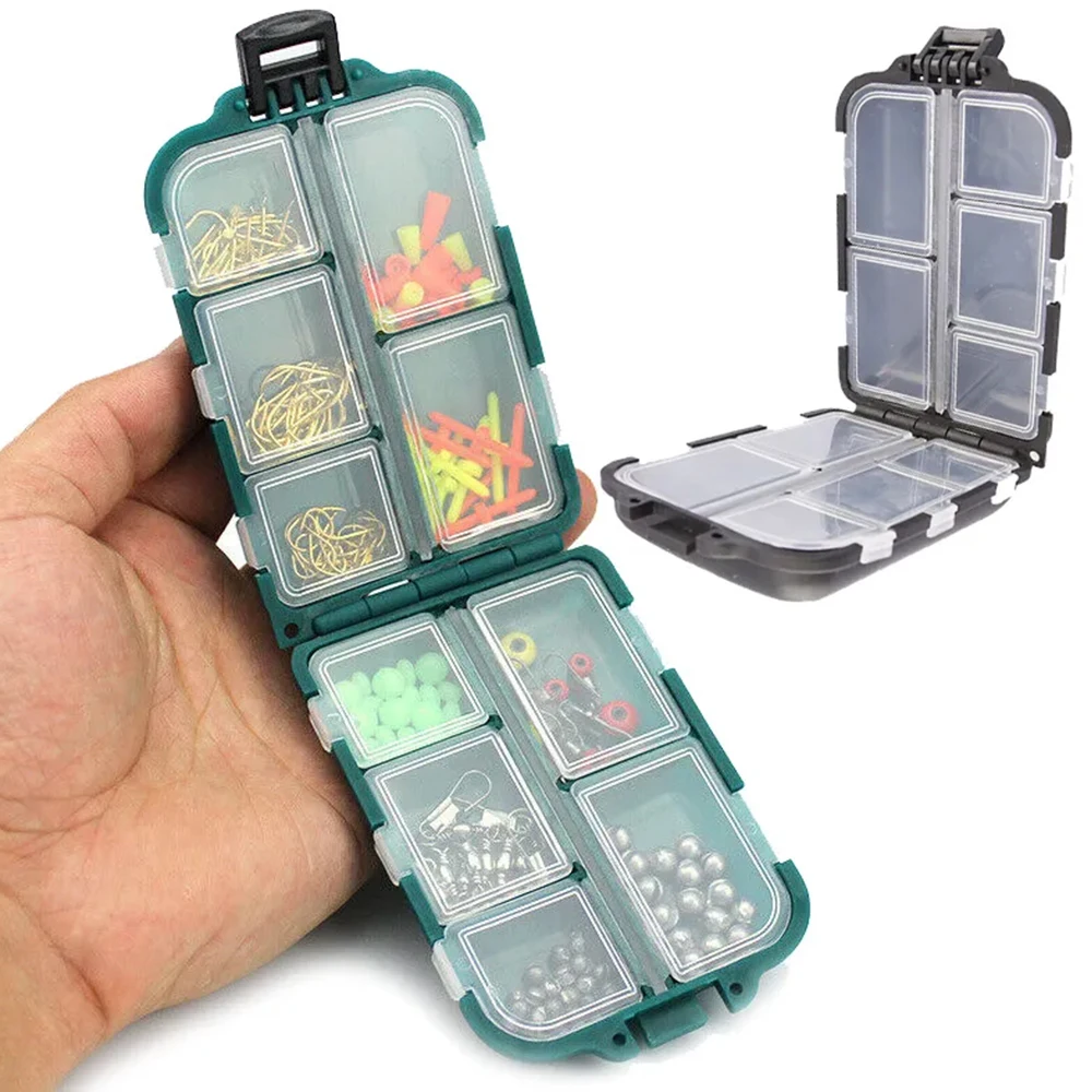 10 Compartment Double Side Storage Case Mini Flying Fishing Tackle Box Fishing Spoon Hook Bait Boxes Organizer Accessories Pesca