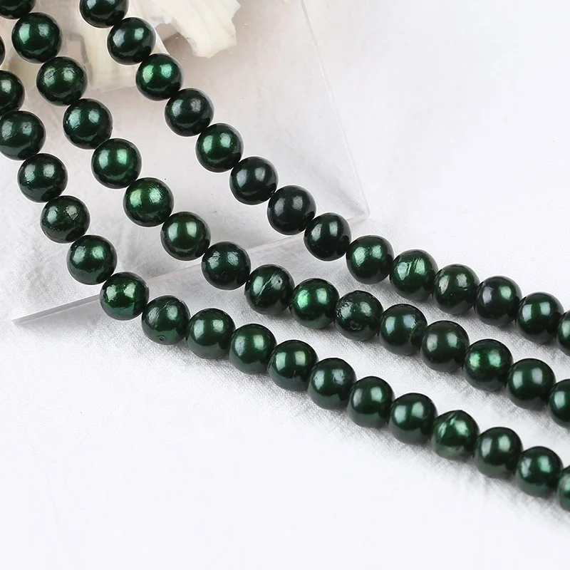 

New Design Wholesale 9-11mm AAA Pistachio Green Color Edison Round Loose Freshwater Pearls Strand