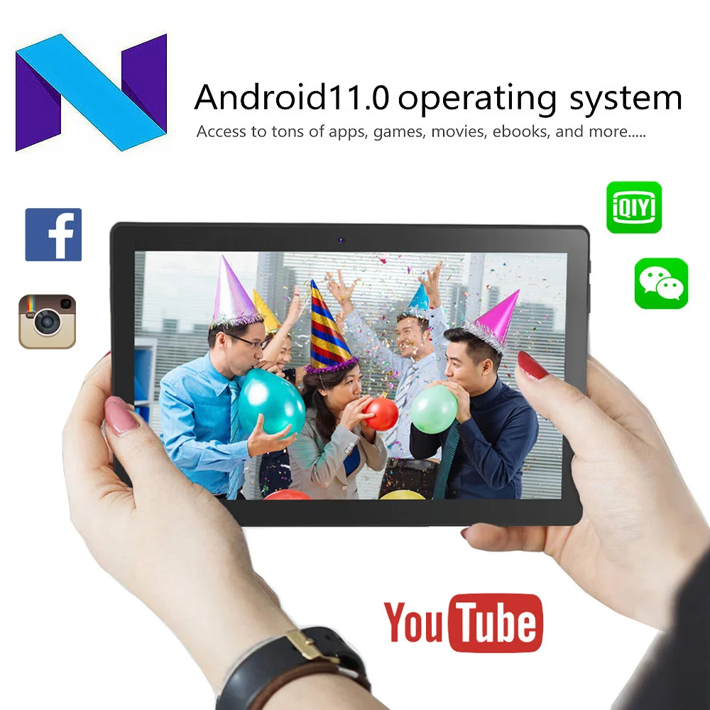 2024ใหม่ต้นฉบับ K107 10.1แท็บเล็ตแอนดรอยด์ทุกรุ่น OCTA Core 4GB RAM 64GB ROM รองรับ Google INS Facebook Android 11