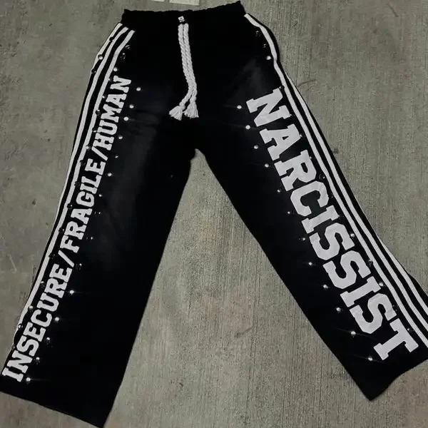 Neue gotische Brief Patchwork Trainings anzug Männer y2k Hip Hop Retro Pailletten gestreifte Kleidung Jogging hose T-Shirt zweiteilige Set Streetwear
