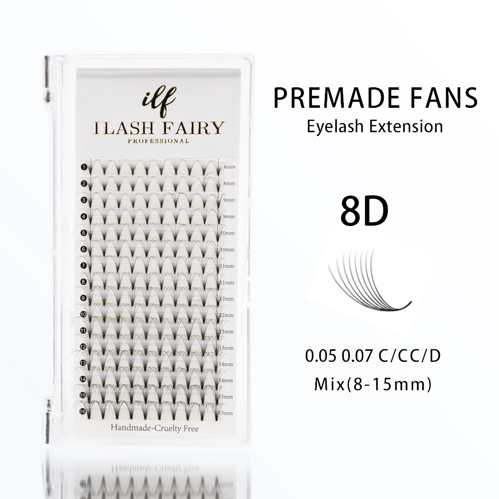 Premade Volume Fans 3D/4D/5D/6D/8D/10D/14D/16D Pointy Stem Faux Mink Lash Extensions