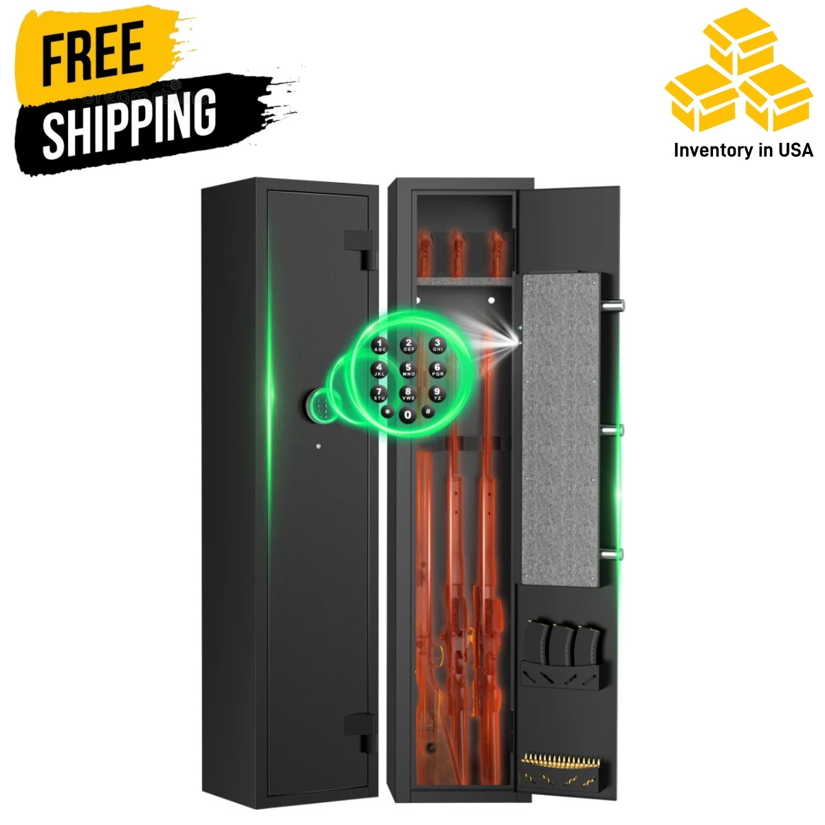 BESAFETY 2-4 Safes, Cabinets for Home Storage, Quick Access Safe with Alarm System