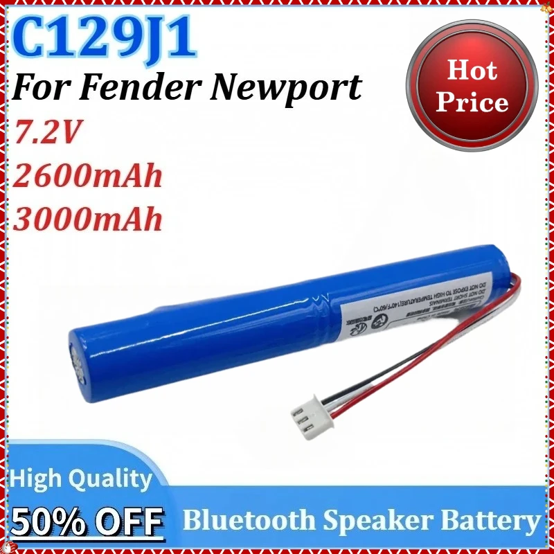

Newly Upgraded 7.2V 2600mAh 3000mAh C129J1 Bluetooth Speaker Lithium Battery for Fender Newport Rechargeable Battery Accessories