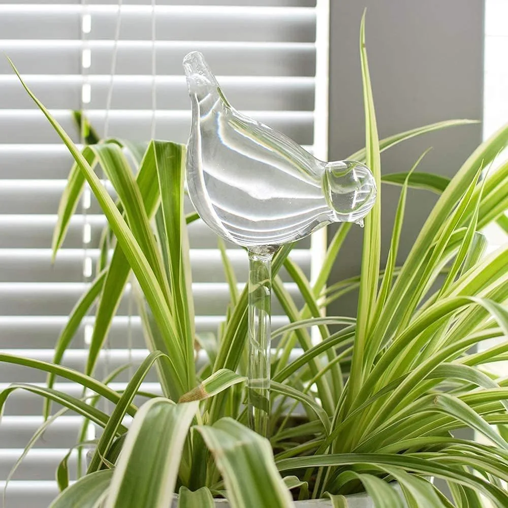 Imitation Glass Plastic Bird Plant Waterer Bird Shape Design Hand Blown Plant Watering Bulbs Garden Water Seepage Drip Device