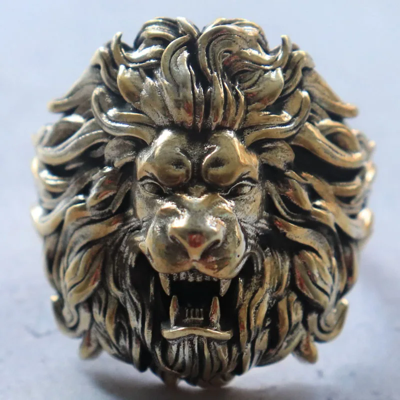 21g 3D Lion Head Ring King Of The Beasts Artistic Relief Gold Rings For Dad Man  Customized 925 SOLID STERLING SILVER High Trend