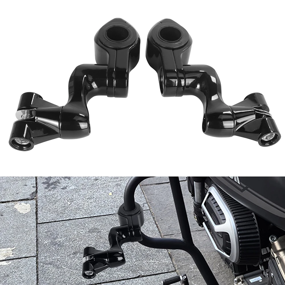 1 Pair Chrome/ Black Motorcycle Highway Foot Peg Mounts with 7/8" Magnum Clamps Aluminum For Harley Davidson Touring view 4