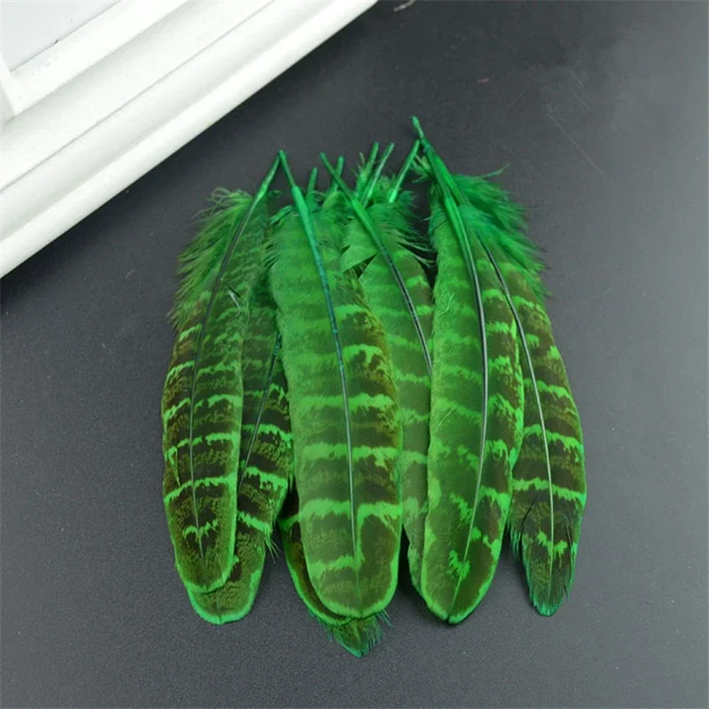 20 Stück natürliche Fasanfedern für Schmuckherstellung, Bastelarbeiten, 10–15 cm, Federverzierung, Hüte, Dekoration, Plumas, Karneval, Huhn – Detail 5
