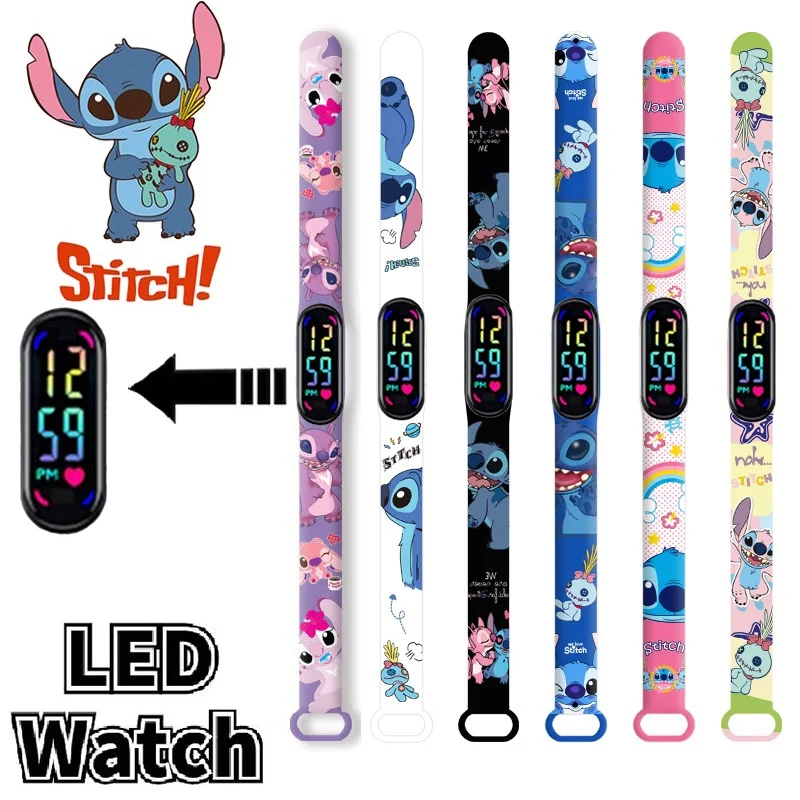 Disney Stitch Sonic Children's Cartoon Anime Character Luminous Bracelet Watch LED Touch Waterproof Clock Sports Kids Gifts Toys