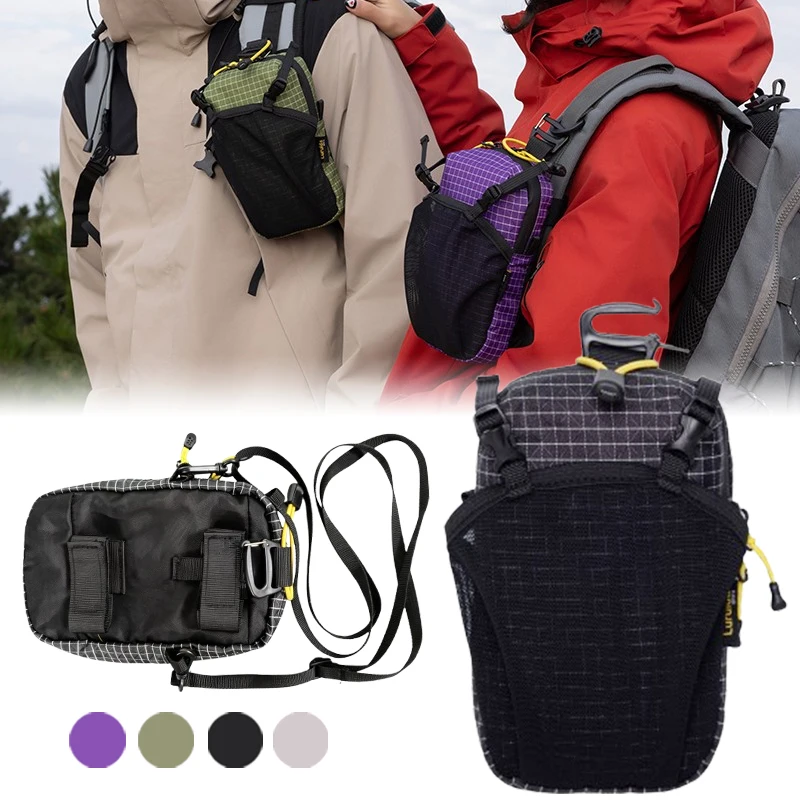 Water Bottle Holder Phone Pocket Outdoor Waterproof Adjustable Strap Nylon Backpack Shoulder Pouch for Cycling Hiking Camping