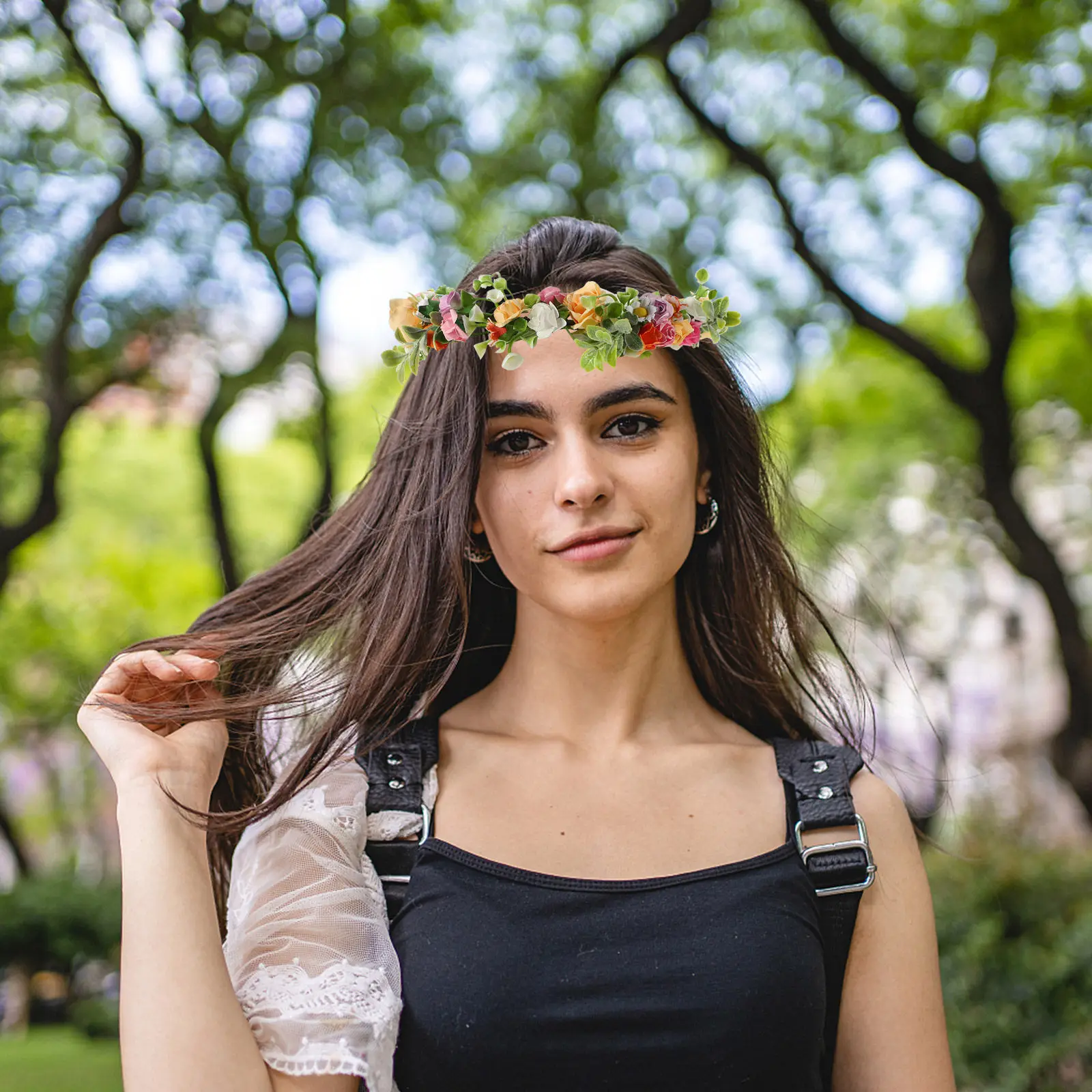 

Цветочная повязка на голову для женщин, имитация цветочной короны, свадебный венок для невесты и подружек невесты, цветочный венок для волос, головной убор, короны для женщин