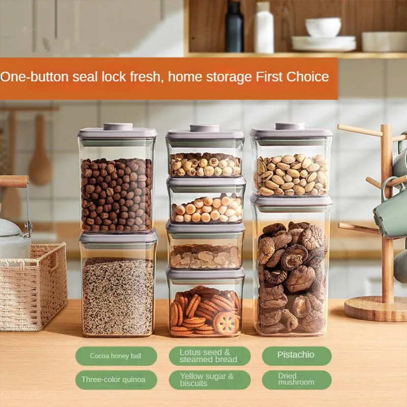 

Kitchen Jars Sealed Plastic Jar Transparent Food Cans Nuts Oatmeal Multigrain Coffee Bean Cereals Household Storage Container