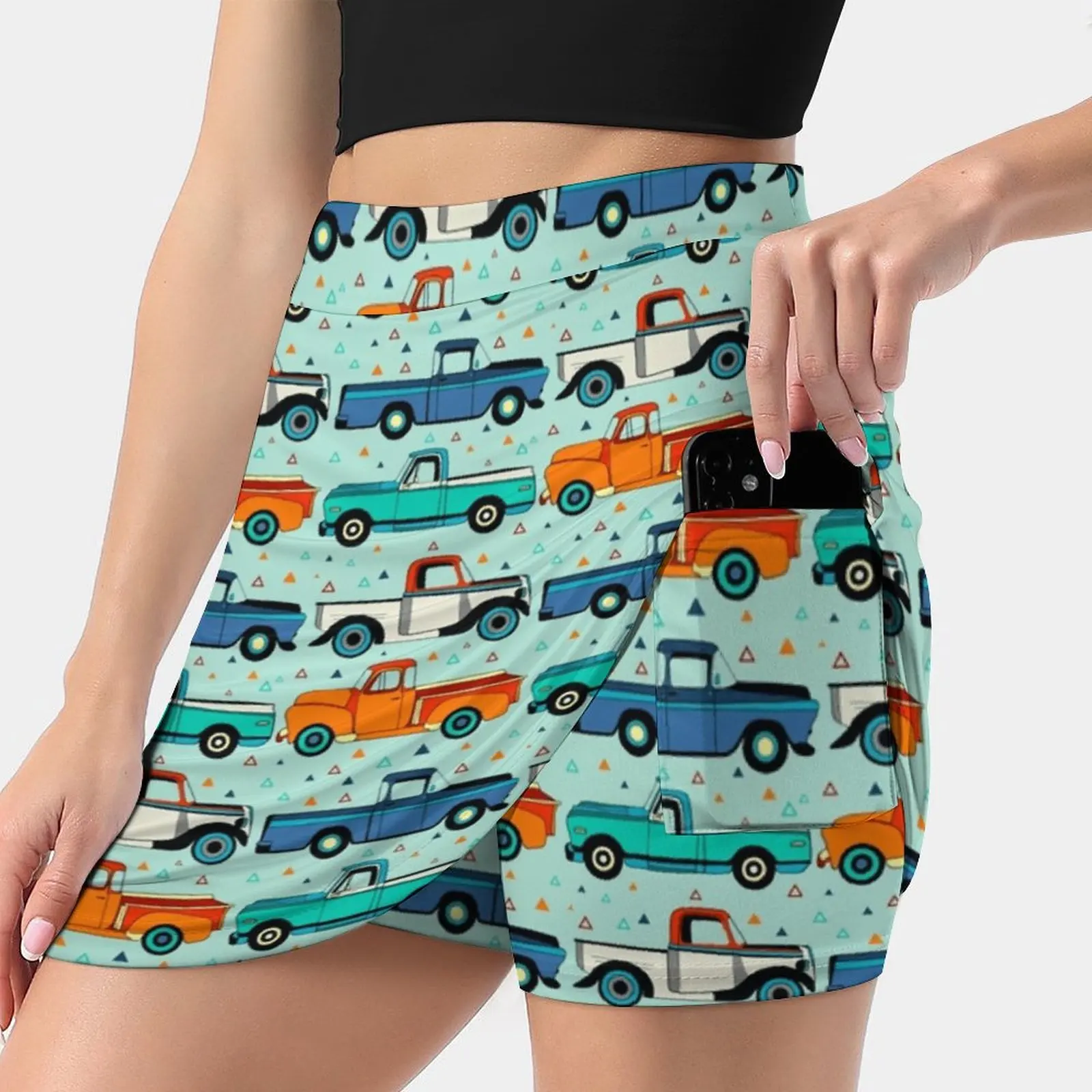 Bright Vintage Trucks Summer Women'Sshorts Skirt 2 In 1 Fitness Yoga Skirt Tennis Skirts Cars Old Fashioned Old Truck Vintage