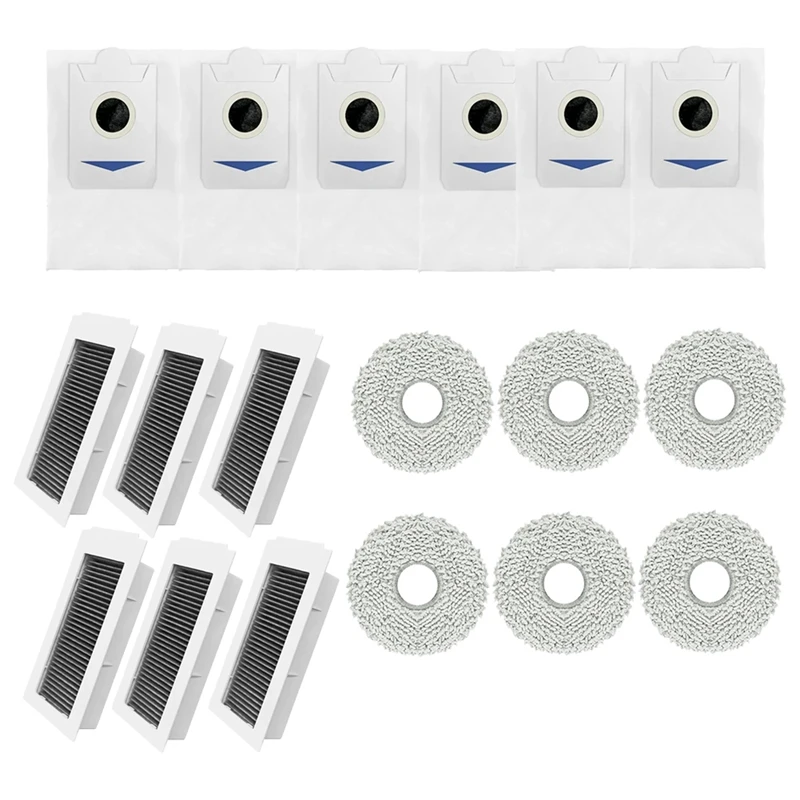 18 Pcs For Ecovacs X5 Pro / X5 Omni Sweeping Robot Accessories Cleaner Parts Replacement Mop Filter Dust Bag Set