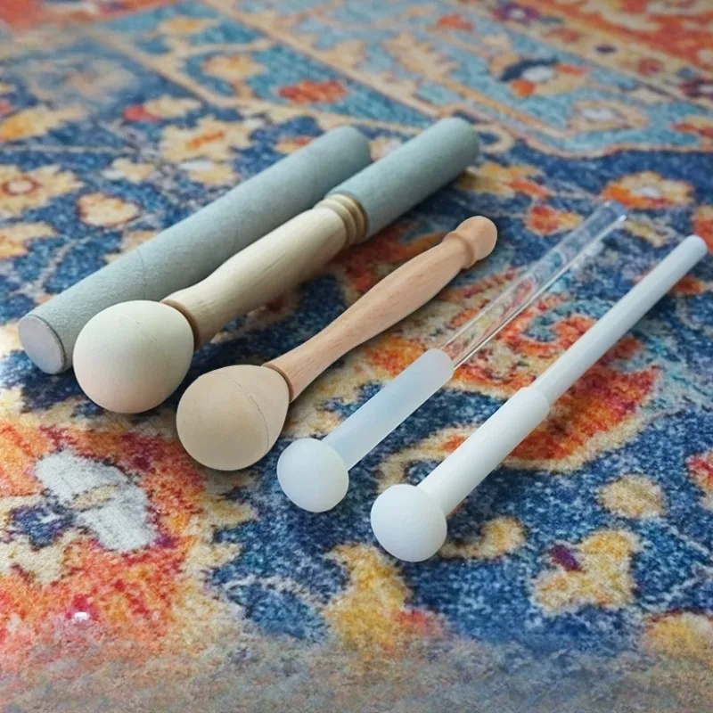 Crystal Singing Bowl Stick Meditation Yoga Knocking Sticks Silicone Rounded Sound Cudgel Percussion Instrument Accessories