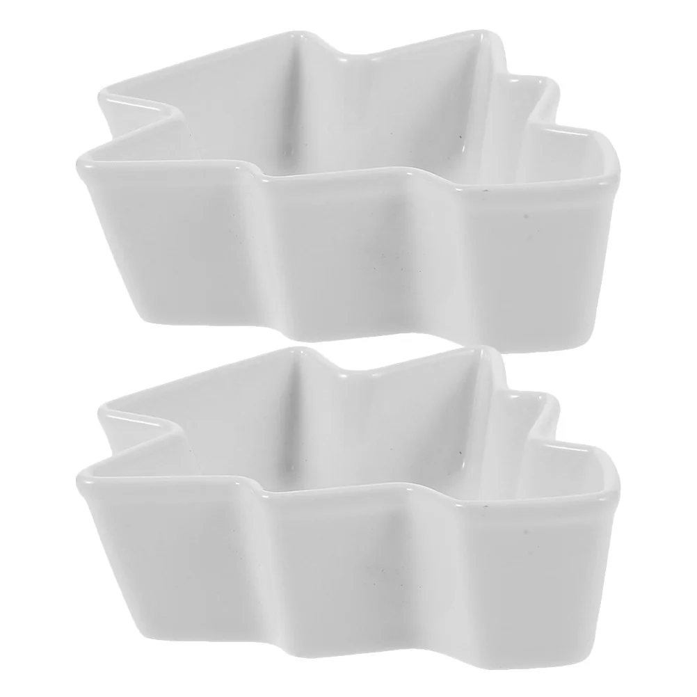 

2Pcs Snack Serving Tray Christmas Tree Shape Ceramic Fruit Plate Dessert Dish Household Storage for Dry Fruits Candies Nuts