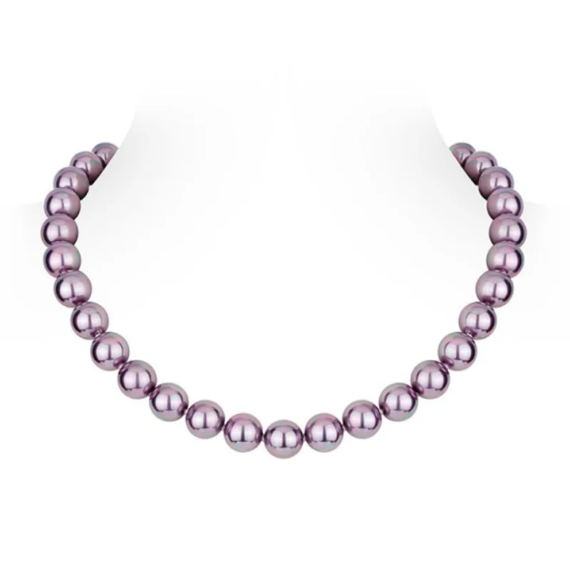 CAMEO Collarbone Chain 925 Silver Synthetic Zircon Round Purple Shell Pearl Light Luxury Fashion Versatile Necklace