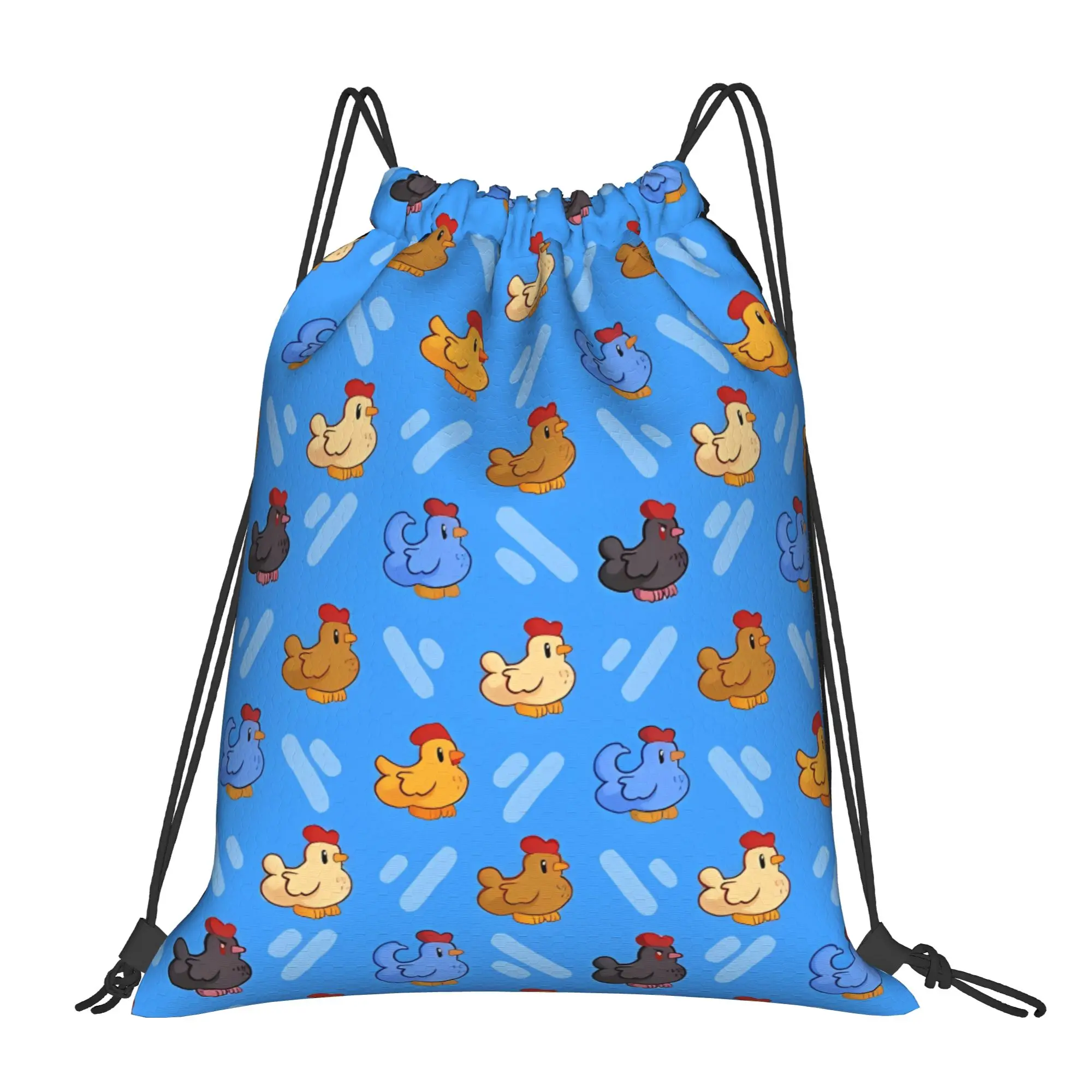 Vintage Stardew Chickens stardew valley Portable Sports Riding Gym Drawstring Storage Backpacks