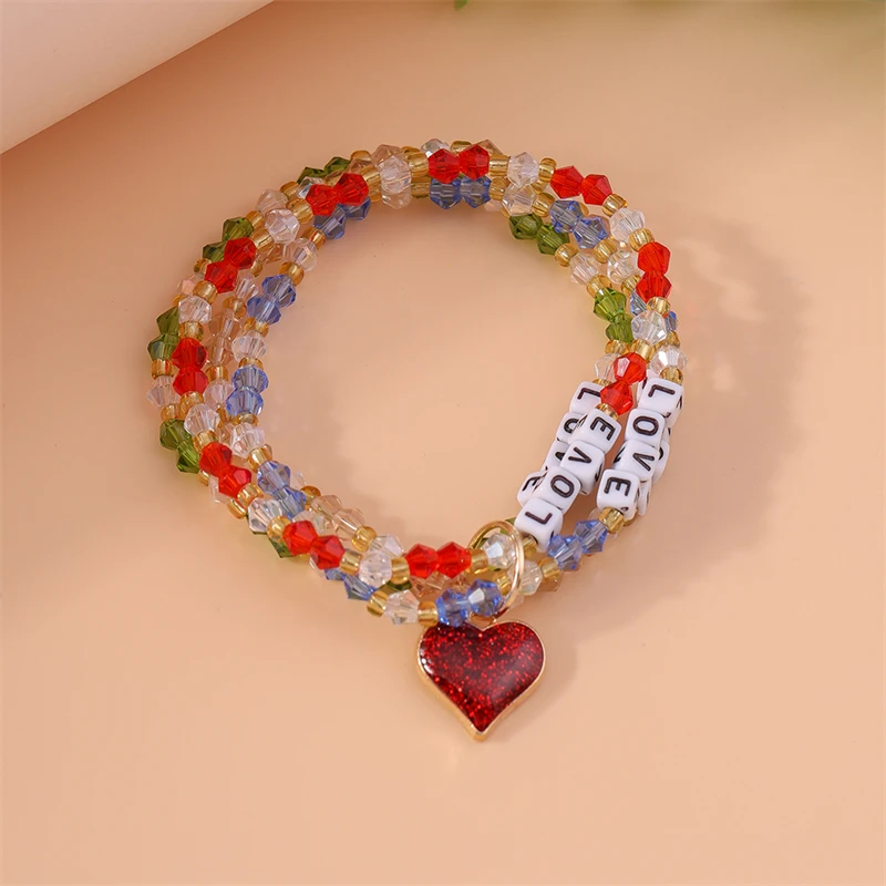 Böhmische handgefertigte bunte Perlenarmbänder mit Herzanhängern für Damen und Herren, Freundschaftsschmuck, Geschenke – Detail 6