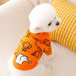 Pet Dog Sweater Elephant Print Cute Dog Knitted Coat Warm Dog Clothes Winter Dog Clothing Chihuahua Bichon Costume Cat Sweaters