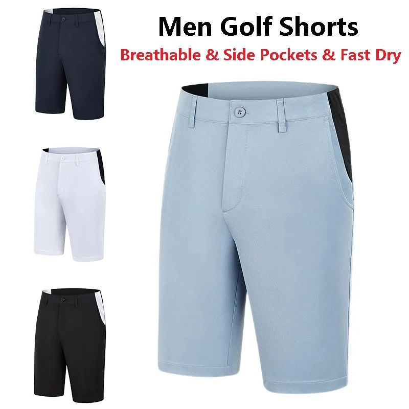 

Летние мужские быстросохнущие шорты для гольфа Golfist, Мужские дышащие спортивные брюки в стиле пэчворк, мужские шорты со средней талией и боковыми карманами, шорты для гольфа