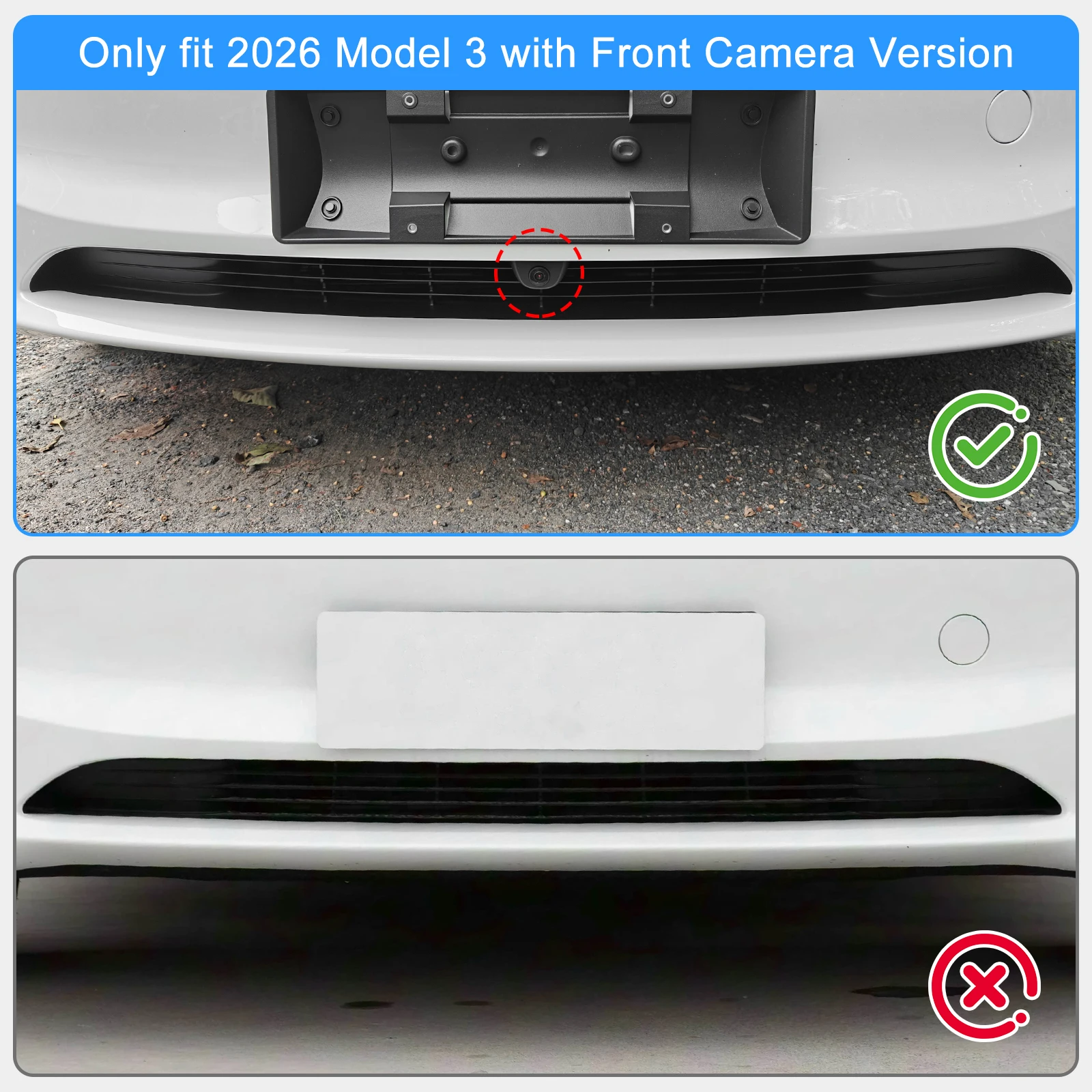Grille Mesh Inserts for New 2026 Tesla Model 3 Highland with Front Camera Version(Not Fit Model 3 Performance)