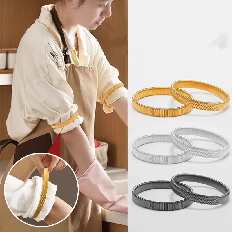 

1cm Arm Warmer Shirt Sleeve Holder Metal Anti-Slip Elastic Bracelets Stretch Armband Barware