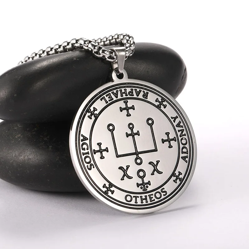 COOLTIME Supernatural Amulett Herren Anhänger Halskette Edelstahl Erzengel Michael Raphael Uriel Gabrie Engel Talisman Schmuck – Detail 7