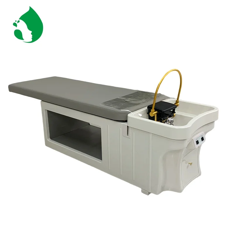 Newest Style Head Spa Shampoo Bed for Hair Salon Barber Shop Plumbed Design Massage Bed Automatic Lift Basin & Bed