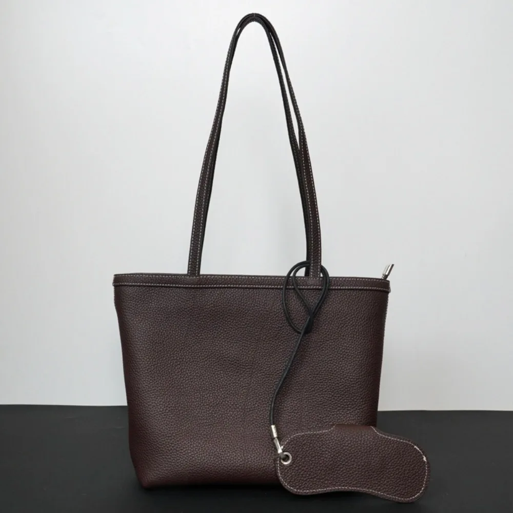 Tote Bag New Leather Retro Niche Old Money Wind Commuter Women's Shoulder Bag Texture Unique Fashion Simple Casual Daily