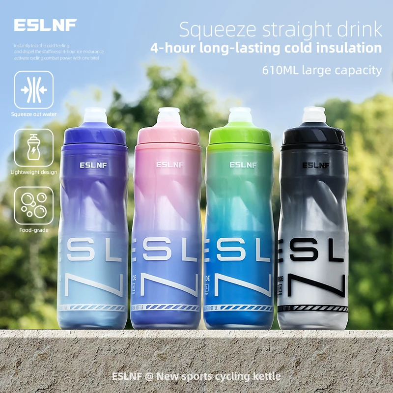 

ESLNF 610ML Large Capacity Bicycle Riding Bottle Road Bike MTB Double-layer Insulated Water Bottle Portable Bicycle Water Bottle
